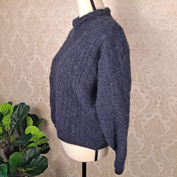 Rue Saint-Patrick Size XL Navy Blue 100% Wool Long Sleeve Crew Neck Sweater - Picture 5 of 11